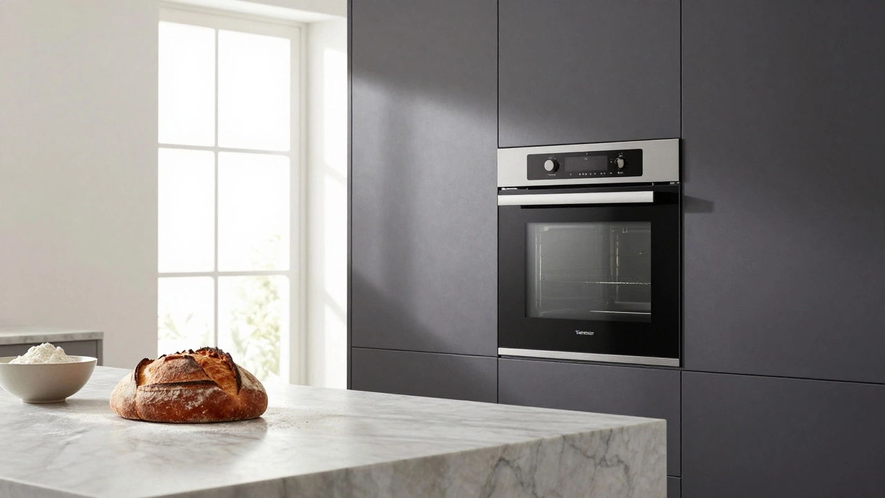 Элитная кухня с встроенным премиальным духовым шкафом и свежим домашним хлебом