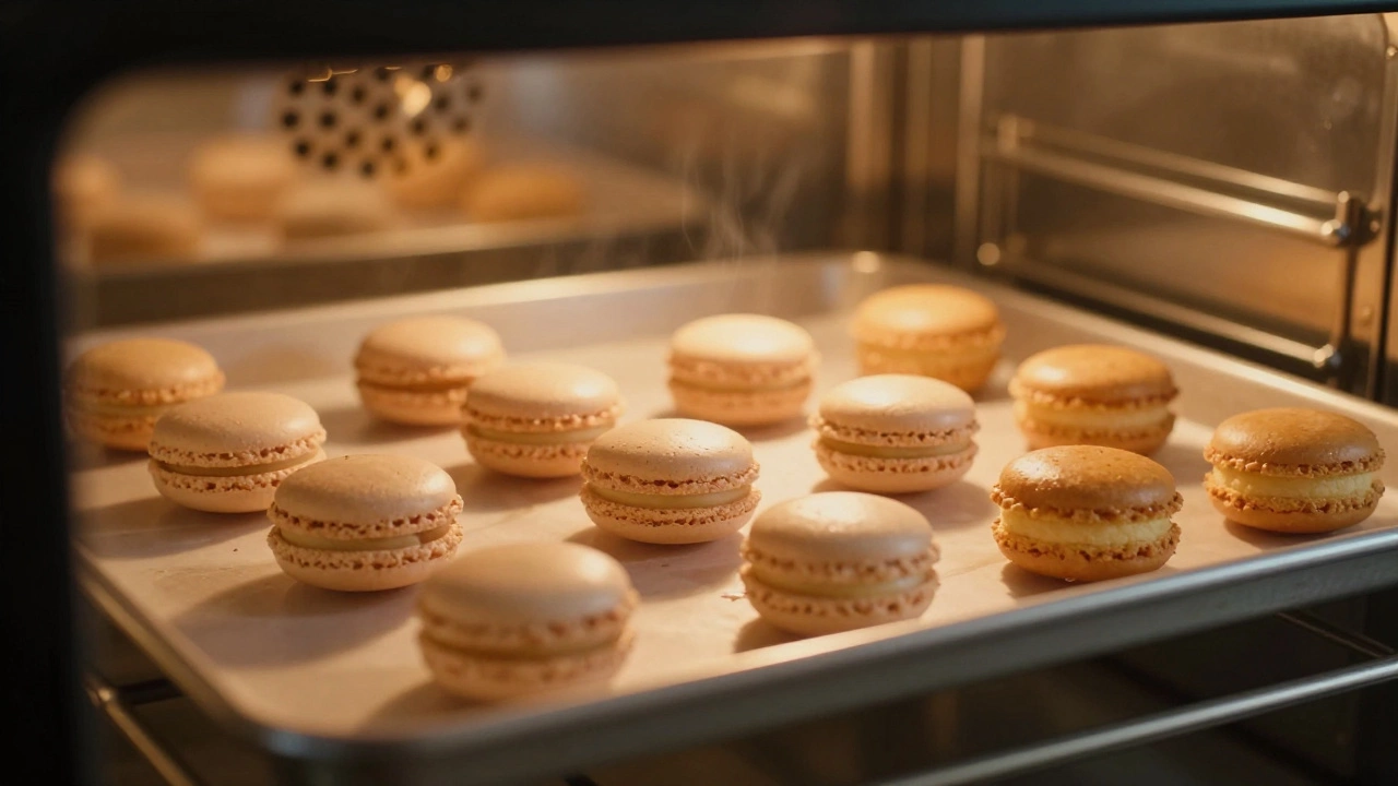 Процесс выпекания макаронс и бисквита в профессиональной духовке с конвекцией